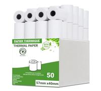 Rollgenio rouleau de papier thermique premium de 57 x 40 mm pour reçu de caisse pour machine à cartes de crédit POS, PDQ,EPOS [Paquet de 100 200 300 400 500] (50)
