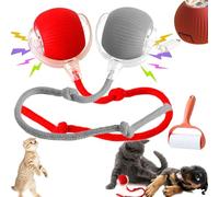 Rollie Jouet pour animal domestique Jouet interactif pour chat d'intérieur Balle intelligente rechargeable par USB pour chiens et chats (rouge, rouge-gris, avec réveil)