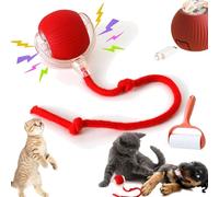 Rollie Jouet pour animal domestique Jouet interactif pour chat d'intérieur Balle intelligente rechargeable par USB pour chiens et chats (rouge, rouge-gris, avec réveil)