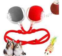 Rollie Pet Smart Chase Ball, RolliePet Smart Chase Pet Toy, Active Rolling Ball with Tail for Dogs, Interactive Toys for Indoor Cats, Rechargeable & Long-Lasting (Red, Gray Red)