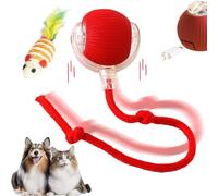 Rollie Pet Smart Chase Ball, RolliePet Smart Chase Pet Toy, Active Rolling Ball with Tail for Dogs, Interactive Toys for Indoor Cats, Rechargeable & Long-Lasting (Red)