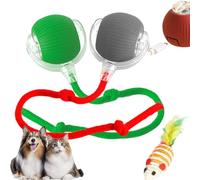 Rollie Pet Smart Chase Ball, RolliePet Smart Chase Pet Toy, Active Rolling Ball with Tail for Dogs, Interactive Toys for Indoor Cats, Rechargeable & Long-Lasting (Green, Gray Red)