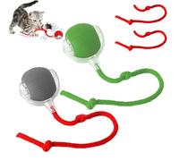 Rollie Pet Toy, Interactive Cat Toy Ball, Upgrade 360 Automatic Rotating Roller Ball for Indoor Cats, Smart Pet Toy Rechargeable, Active Rolling Ball With String for Cats and Dog (2PCS-A,Button)