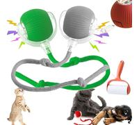 Rollie Pet Toy, Rollie Pet Cat Toy, Interactive Cat Toy for Indoor Cats, Smart Interactive Pet Toy Ball, USB Rechargeable Automatic Rolling Pet Ball for Dogs and Cats (Green, Grey, with Wake)