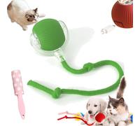 Rollie Pet Toy, Spinkit Cat Toy, Smart Interactive Pet Toy Ball, Active Rolling Ball with Tail for Dogs, Electric Cat Ball with Rope, Self Moving Cat Toy (Green, with Wake)