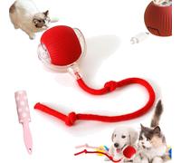 Rollie Pet Toy, Spinkit Cat Toy, Smart Interactive Pet Toy Ball, Active Rolling Ball with Tail for Dogs, Electric Cat Ball with Rope, Self Moving Cat Toy (Red, with Wake)