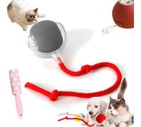 Rollie Pet Toy, Spinkit Cat Toy, Smart Interactive Pet Toy Ball, Active Rolling Ball with Tail for Dogs, Electric Cat Ball with Rope, Self Moving Cat Toy (Red-Grey, with Wake)