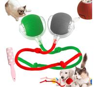 Rollie Pet Toy, Spinkit Cat Toy, Smart Interactive Pet Toy Ball, Active Rolling Ball with Tail for Dogs, Electric Cat Ball with Rope, Self Moving Cat Toy (Green, Red-Grey, with Wake)