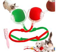 Rollie Pet Toy, Spinkit Cat Toy, Smart Interactive Pet Toy Ball, Active Rolling Ball with Tail for Dogs, Electric Cat Ball with Rope, Self Moving Cat Toy (Red, Green, with Wake)