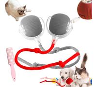 Rollie Pet Toy, Spinkit Cat Toy, Smart Interactive Pet Toy Ball, Active Rolling Ball with Tail for Dogs, Electric Cat Ball with Rope, Self Moving Cat Toy (Red, Red-Grey, Without Wake)