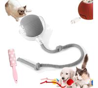 Rollie Pet Toy, Spinkit Cat Toy, Smart Interactive Pet Toy Ball, Active Rolling Ball with Tail for Dogs, Electric Cat Ball with Rope, Self Moving Cat Toy (Grey, Without Wake)