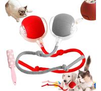 Rollie Pet Toy, Spinkit Cat Toy, Smart Interactive Pet Toy Ball, Active Rolling Ball with Tail for Dogs, Electric Cat Ball with Rope, Self Moving Cat Toy (Red, Grey, with Wake)