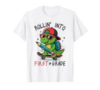 Rollin' Into 1st Grade T-Rex Skateboarding Back to School T-Shirt