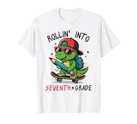 Rollin' Into 7th Grade T-Rex Skateboarding Back to School T-Shirt