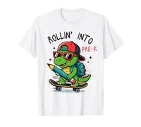Rollin' Into Pre-K Dino T-Rex Skateboarding Back to School T-Shirt