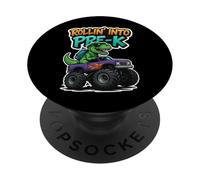 Rollin' Into Pre-K T-Rex Monster Truck New School Boys PopSockets PopGrip Adhésif