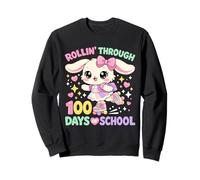 Rollin' Through 100 Days of School Cute Bunny Teacher Girl Sweatshirt