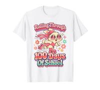 Rollin' Through 100 Days of School Cute Bunny Teacher Girl T-Shirt