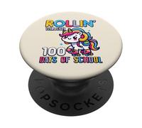 Rollin Through 100 Days of School Unicorn 100th Day Girls PopSockets PopGrip Adhésif