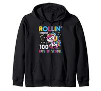 Rollin Through 100 Days of School Unicorn 100th Day Girls Sweat à Capuche