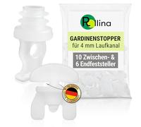 Rollina Butoir de rideaux pour rails - Taille standard pour rails de rideaux avec canal de 3 à 10 mm (10 arrêts intermédiaires et 6 arrêts)