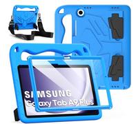 RollinCase Coque pour Enfants pour Samsung Galaxy Tab A9 Plus/A9+ 2023 (SM-X210/X215/X216/X218) 11 Pouces, avec Protecteur d'écran intégré, Poignée Antidérapante et Bandoulière, Bleu
