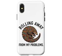 Rolling Away from My Problems Pangolin Drôle Introverti Meme Coque pour iPhone X/XS