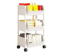 Rolling Cart Organizer, Book Multi-Tier Wheeling Cart with Wheels, Toys Stationery Snacks Organizer for Small Rooms, for Narrow Spaces, Study Room, Classroom, Home Office, Craft Room Storage