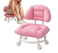 Rolling Chair with Backrest and Casters , Padded Ergonomic Low Chair
