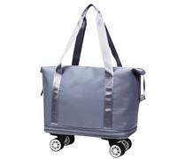 Rolling Duffle Bag, Expandable Travel Luggage, 13.78x17.72 inch Size Lightweight Design, Wheeled Bag for Weekend Trip Business Vacation, Purple Red, Dark Blue