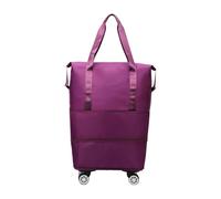 Rolling Duffle Bag, Expandable Travel Luggage, 13.78x17.72 inch Size Lightweight Design, Wheeled Bag for Weekend Trip Business Vacation, Purple Red, Dark Blue