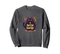 Rolling Fatties Cat Fat Cat Energy Funny Feline Humour Sweatshirt, Unisexe pour Adultes, Chiné Foncé, M