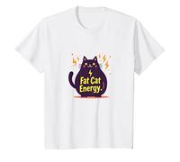 Rolling Fatties Cat Fat Cat Energy Funny Feline Humour T-Shirt, Enfant, Blanc, 2 Ans