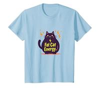Rolling Fatties Cat Fat Cat Energy Funny Feline Humour T-Shirt, Enfant, Bleu Céleste, 12 Ans