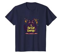 Rolling Fatties Cat Fat Cat Energy Funny Feline Humour T-Shirt, Enfant, Bleu Marine, 3 Ans