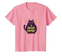 Rolling Fatties Cat Fat Cat Energy Funny Feline Humour T-Shirt, Enfant, Rose, 12 Ans