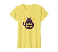 Rolling Fatties Cat Fat Cat Energy Funny Feline Humour T-Shirt, Femme, Citron, XL