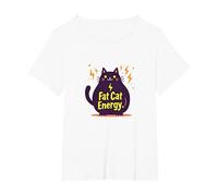 Rolling Fatties Cat Fat Cat Energy Funny Feline Humour T-Shirt, Femme Grandes Tailles, Blanc, 3X