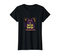 Rolling Fatties Cat Fat Cat Energy Funny Feline Humour T-Shirt, Femme, Noir, XL