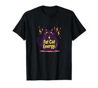Rolling Fatties Cat Fat Cat Energy Funny Feline Humour T-Shirt, Homme, Noir, M