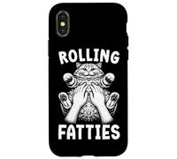 Rolling Fatties - Chaton rétro Amusant pour Amoureux des Chats Coque pour iPhone X/XS