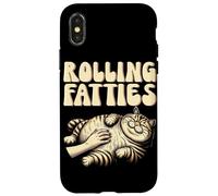 Rolling Fatties - Chaton rétro Amusant pour Amoureux des Chats Coque pour iPhone X/XS