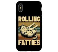 Rolling Fatties - Chaton rétro Amusant pour Amoureux des Chats Coque pour iPhone X/XS