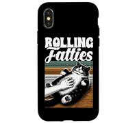 Rolling Fatties - Chaton rétro Amusant pour Amoureux des Chats Coque pour iPhone X/XS