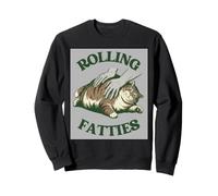 Rolling Fatties Cute Chubby Cat Humour Graphic Sweatshirt