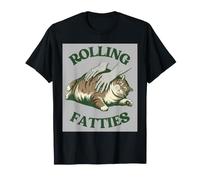 Rolling Fatties Cute Chubby Cat Humour Graphic T-Shirt