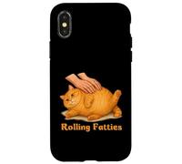 Rolling Fatties Funny Chubby Orange Cat Meme Lazy Cat Coque pour iPhone X/XS