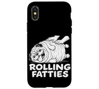 Rolling Fatties Funny Pug Meme Cute Fat Pug Dog Carlin Blague Coque pour iPhone X/XS