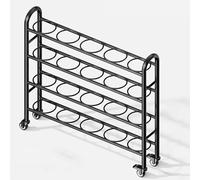 Rolling Home Gym Orga Rack - Chariot de rangement pour équipement de sport à 4 niveaux pour basket-ball, football, volley-ball - Présentoir pour balles circulaires - Solution peu encombrante (noir)
