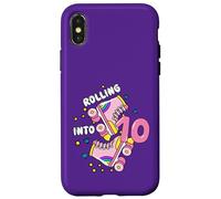 Rolling Into 10 Birthday Roller Skater Boys Girls Kids Bday Coque pour iPhone X/XS